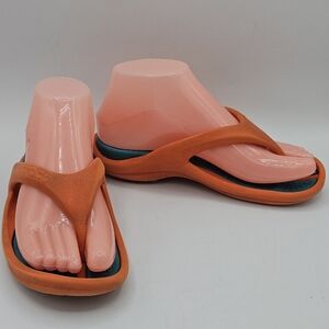 Crocs orange thong sandals size 3